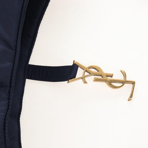Saint Laurent Le Saint Cassette Shoulder Bag Nylon Navy Gold 733294 Auth SW2900M