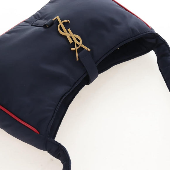 Saint Laurent Le Saint Cassette Shoulder Bag Nylon Navy Gold 733294 Auth SW2900M