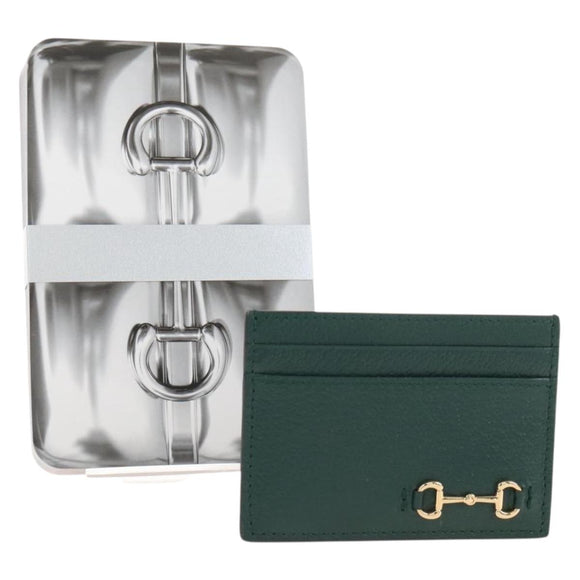 GUCCI Card Case Playing Cards Set Leather Paper Silver Green 700469 Auth SW2901M