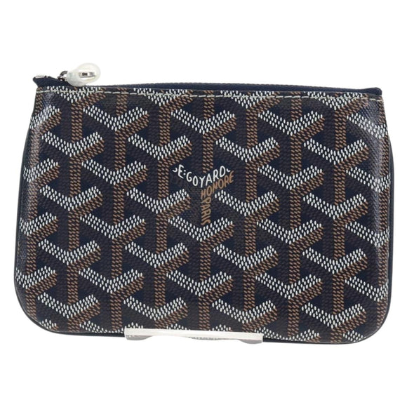 Goyard Herringbone Sena Mini Pouch PVC Leather Navy Auth SW2902SM
