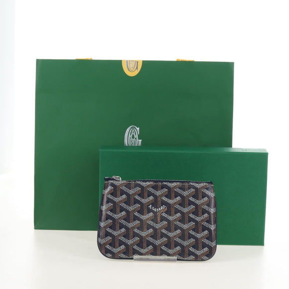 Goyard Herringbone Sena Mini Pouch PVC Leather Navy Auth SW2902SM