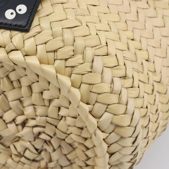 LOEWE Ghibli Soot Sprites Basket Small Hand Bag Raffia Beige Black Auth SW2904SM