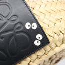 LOEWE Ghibli Soot Sprites Basket Small Hand Bag Raffia Beige Black Auth SW2904SM-18