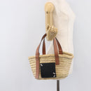 LOEWE Ghibli Soot Sprites Basket Small Hand Bag Raffia Beige Black Auth SW2904SM-26