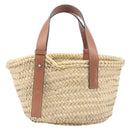 LOEWE Ghibli Soot Sprites Basket Small Hand Bag Raffia Beige Black Auth SW2904SM-3