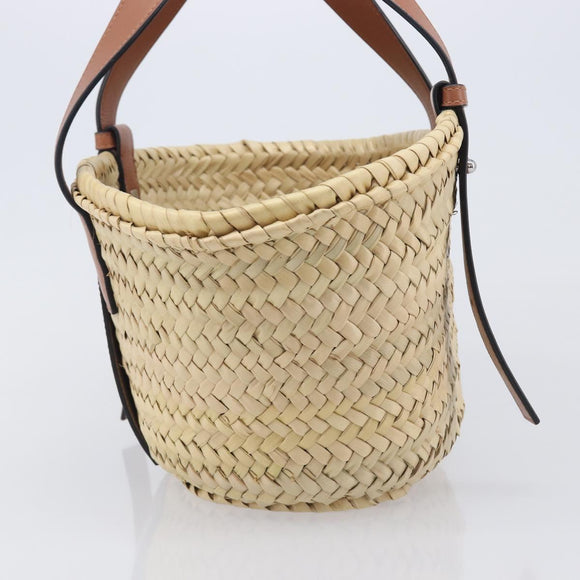 LOEWE Ghibli Soot Sprites Basket Small Hand Bag Raffia Beige Black Auth SW2904SM