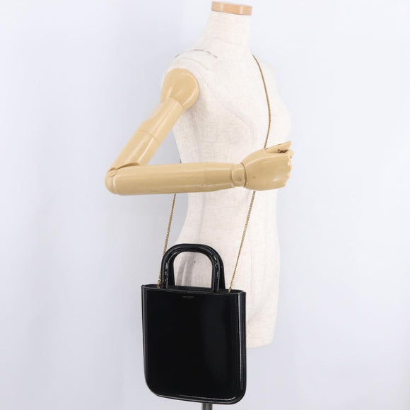 Saint Laurent Hand Bag Patent 2way Black 715201 Auth SW2907M