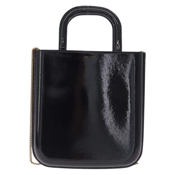 Saint Laurent Hand Bag Patent 2way Black 715201 Auth SW2907M