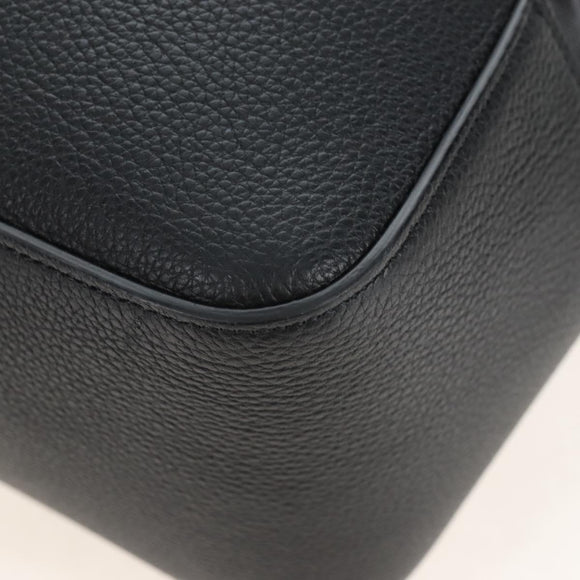 Salvatore Ferragamo Cut Out Tote Bag Leather Black Silver Auth SW2910M