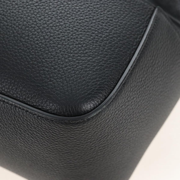 Salvatore Ferragamo Cut Out Tote Bag Leather Black Silver Auth SW2910M