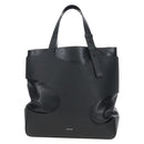 Salvatore Ferragamo Cut Out Tote Bag Leather Black Silver Auth SW2910M-2