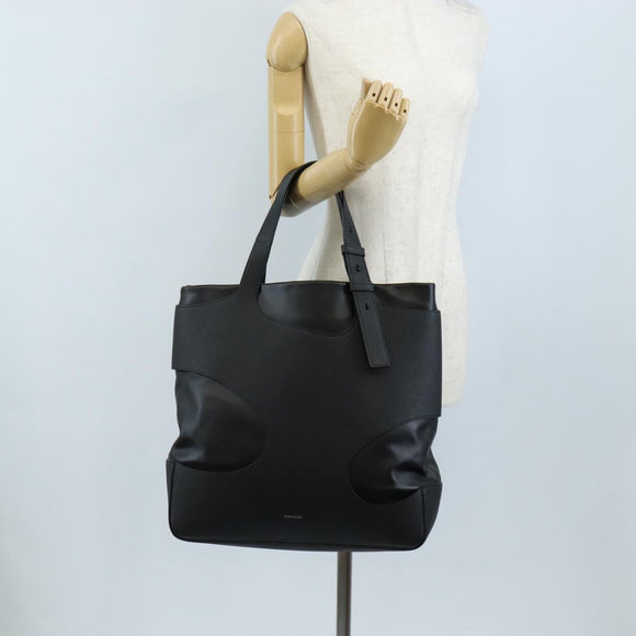 Salvatore Ferragamo Cut Out Tote Bag Leather Black Silver Auth SW2910M