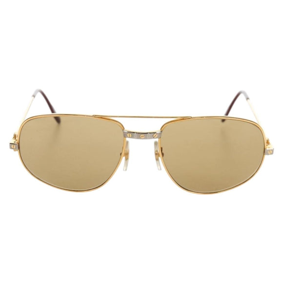 Cartier Santos Sunglasses Metal Gold Bordeaux Auth SW2911M