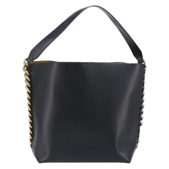 Stella McCartney Flame Diamond Cut Chain Tote Bag Black Gold Silver Auth SW2912A