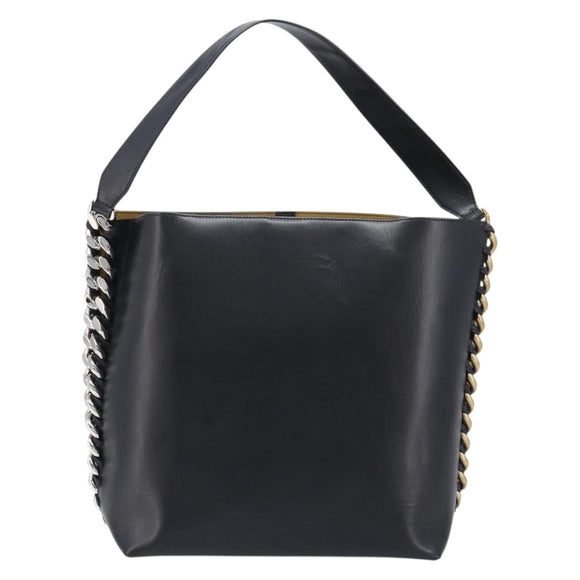 Stella McCartney Flame Diamond Cut Chain Tote Bag Black Gold Silver Auth SW2912A