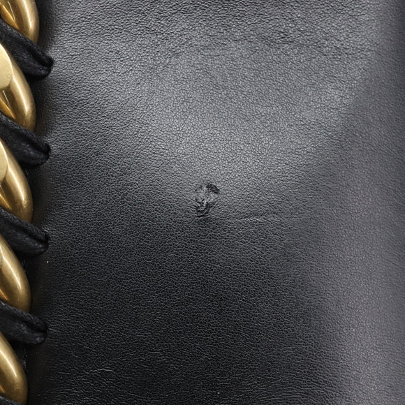 Stella McCartney Flame Diamond Cut Chain Tote Bag Black Gold Silver Auth SW2912A