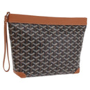 Goyard Herringbone Conti Pouch Clutch Bag PVC Leather Black Silver Auth SW2917SM-1