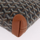 Goyard Herringbone Conti Pouch Clutch Bag PVC Leather Black Silver Auth SW2917SM-13