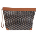 Goyard Herringbone Conti Pouch Clutch Bag PVC Leather Black Silver Auth SW2917SM-2