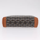 Goyard Herringbone Conti Pouch Clutch Bag PVC Leather Black Silver Auth SW2917SM-9