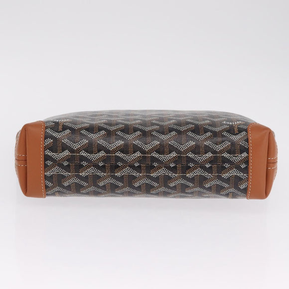 Goyard Herringbone Conti Pouch Clutch Bag PVC Leather Black Silver Auth SW2917SM