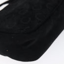 CELINE C Macadam Canvas Hand Bag Suede Black Gold Auth sw301-14