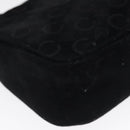 CELINE C Macadam Canvas Hand Bag Suede Black Gold Auth sw301-16