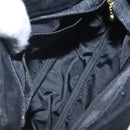 CELINE C Macadam Canvas Hand Bag Suede Black Gold Auth sw301-11