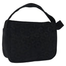 CELINE C Macadam Canvas Hand Bag Suede Black Gold Auth sw301-1