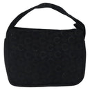 CELINE C Macadam Canvas Hand Bag Suede Black Gold Auth sw301-13