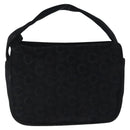 CELINE C Macadam Canvas Hand Bag Suede Black Gold Auth sw301-2