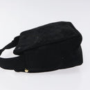 CELINE C Macadam Canvas Hand Bag Suede Black Gold Auth sw301-4