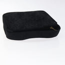 CELINE C Macadam Canvas Hand Bag Suede Black Gold Auth sw301-7