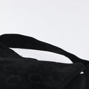 CELINE C Macadam Canvas Hand Bag Suede Black Gold Auth sw301-8