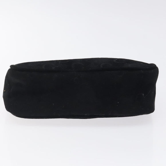 CELINE C Macadam Canvas Hand Bag Suede Black Gold Auth sw301