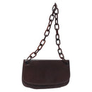 PRADA Chain Shoulder Bag Leather plastic Brown Silver Auth sw306-1