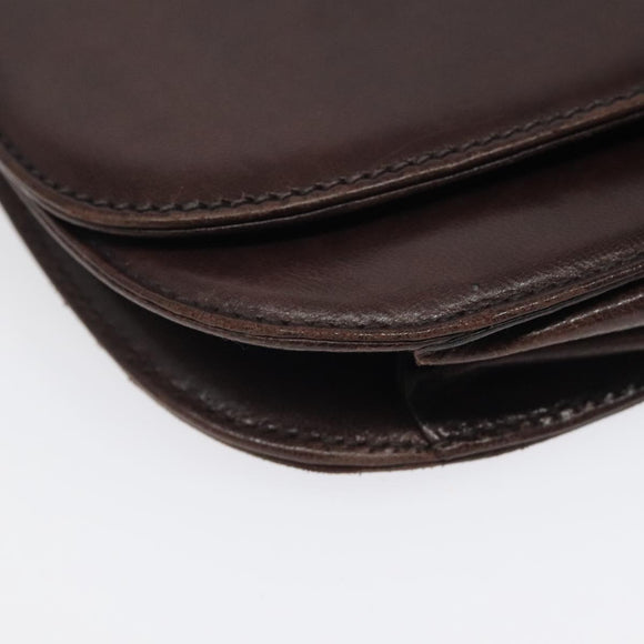 PRADA Chain Shoulder Bag Leather plastic Brown Silver Auth sw306