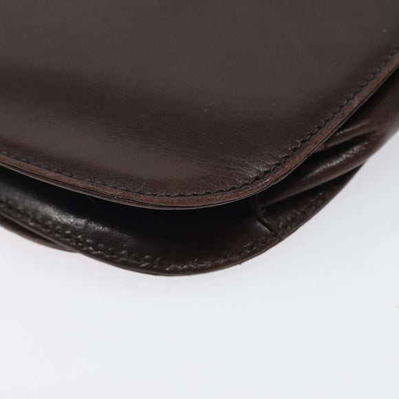 PRADA Chain Shoulder Bag Leather plastic Brown Silver Auth sw306