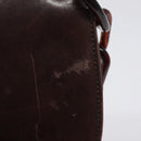 PRADA Chain Shoulder Bag Leather plastic Brown Silver Auth sw306-9