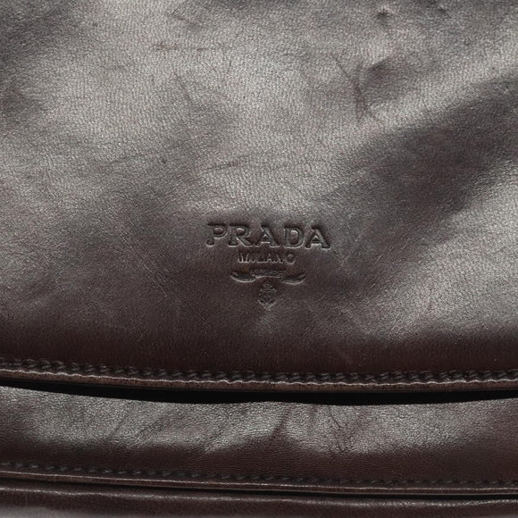 PRADA Chain Shoulder Bag Leather plastic Brown Silver Auth sw306