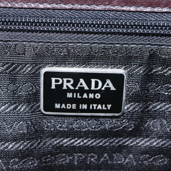 PRADA Chain Shoulder Bag Leather plastic Brown Silver Auth sw306