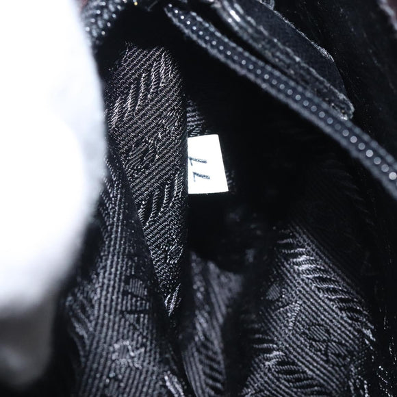 PRADA Chain Shoulder Bag Leather plastic Brown Silver Auth sw306