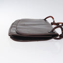 PRADA Chain Shoulder Bag Leather plastic Brown Silver Auth sw306-3
