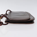 PRADA Chain Shoulder Bag Leather plastic Brown Silver Auth sw306-4