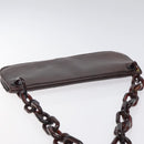 PRADA Chain Shoulder Bag Leather plastic Brown Silver Auth sw306-6