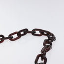 PRADA Chain Shoulder Bag Leather plastic Brown Silver Auth sw306-14