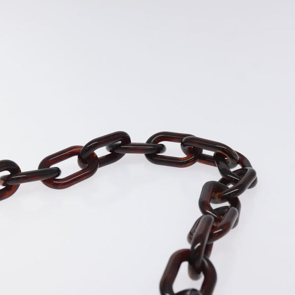 PRADA Chain Shoulder Bag Leather plastic Brown Silver Auth sw306