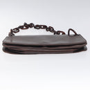 PRADA Chain Shoulder Bag Leather plastic Brown Silver Auth sw306-5