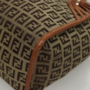 FENDI Zucchino Canvas Hand Bag Brown Gold Auth sw308-14
