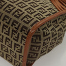 FENDI Zucchino Canvas Hand Bag Brown Gold Auth sw308-16
